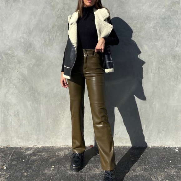 Zara limited edition leather straight leg pants melina - Picture 9 of 16